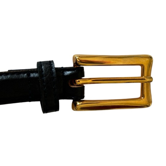 Motion East leather dress belt w/ gold finished rectangular buckle | small - Picture 3 of 13